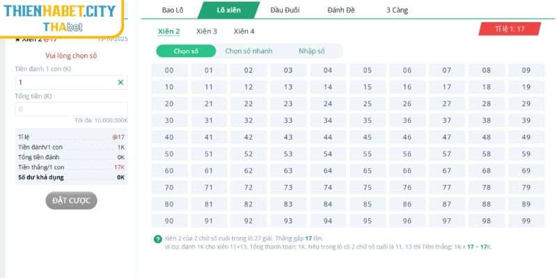 Cách Tính Lô Xiên THIENHABET – Tối Ưu Cơ Hội Và Lợi Nhuận 2 Hướng dẫn chơi cược ghép số cho newbie